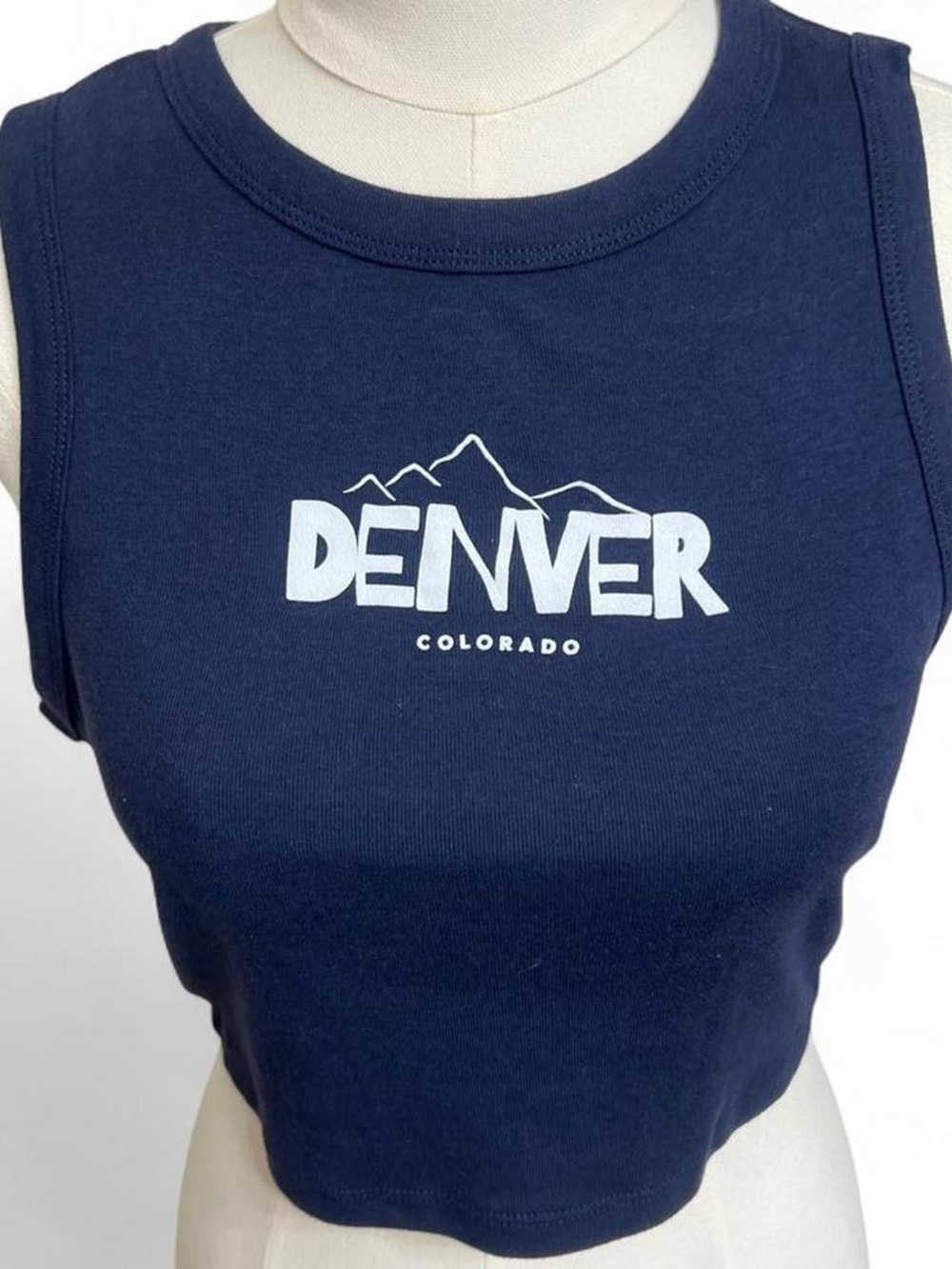 Denver Colorado navy blue tank top mountains souvenir travel outdoors basic